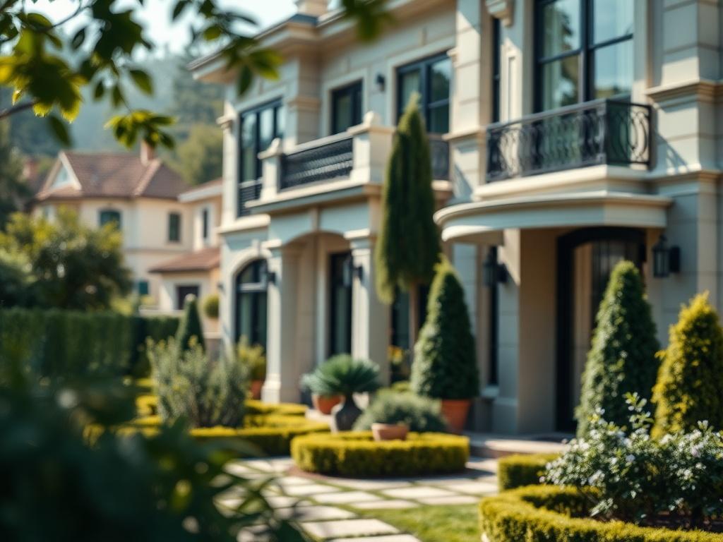 A hyper realistic close up shot of a luxury residential