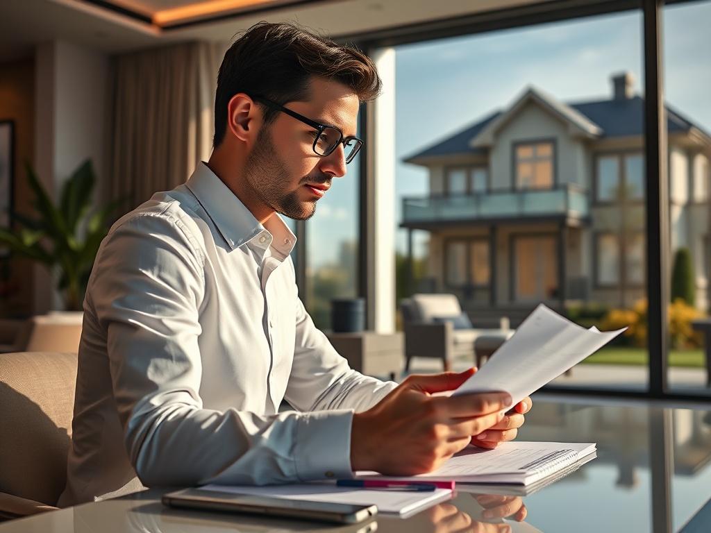 A close up shot of a professional property manager reviewing