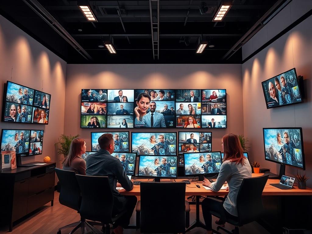 An elegant workspace where a team of diverse professionals collaborates