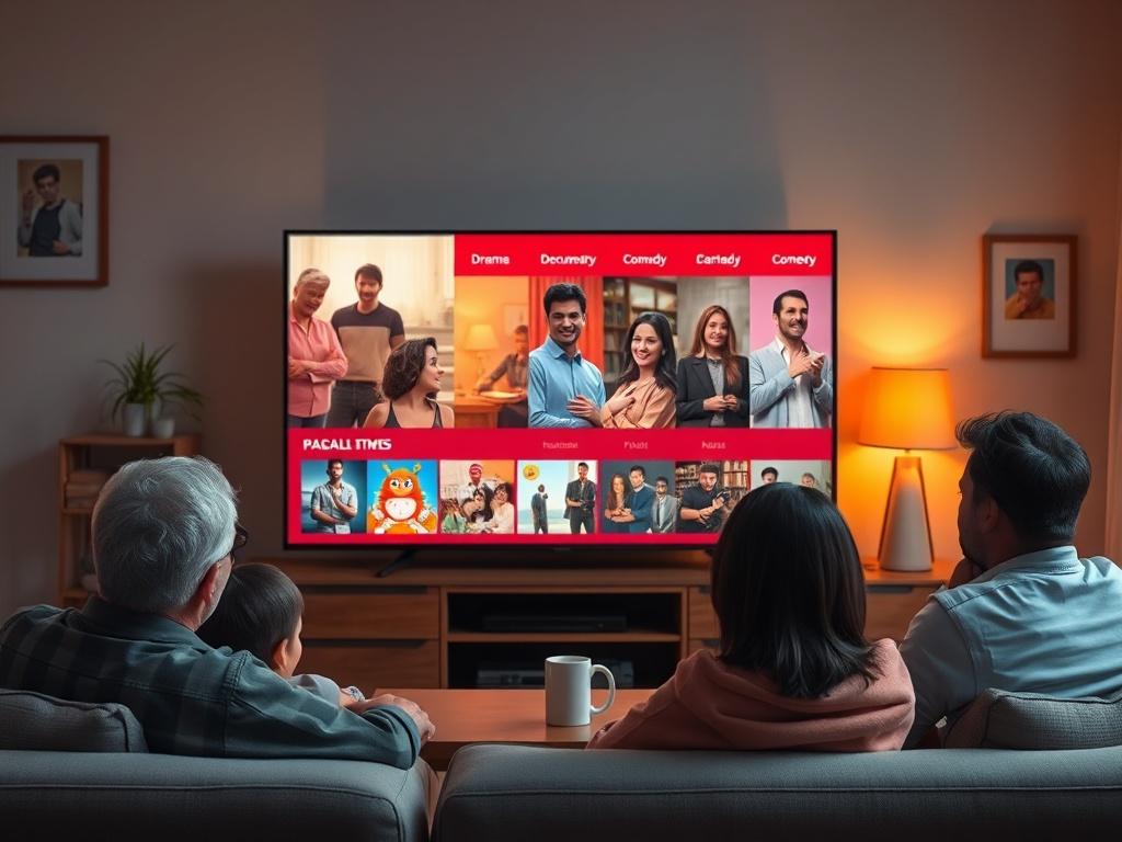 A vibrant television set displaying various genres of content, such