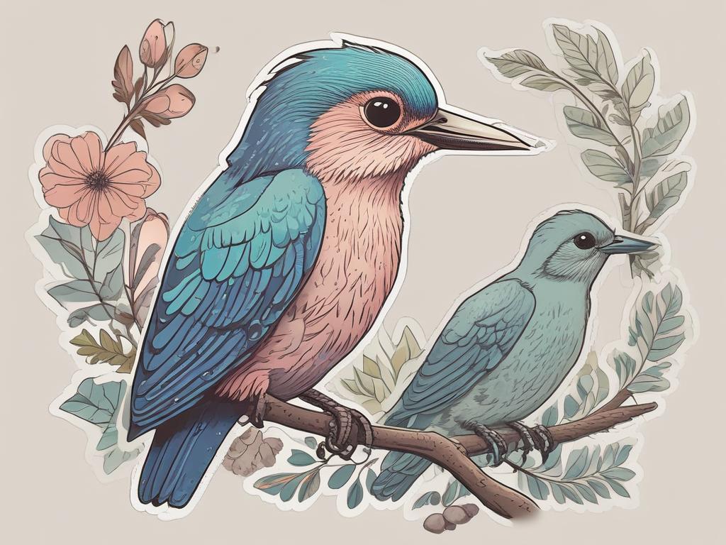 custom bird sticker, hand drawn bird, artistic bird design