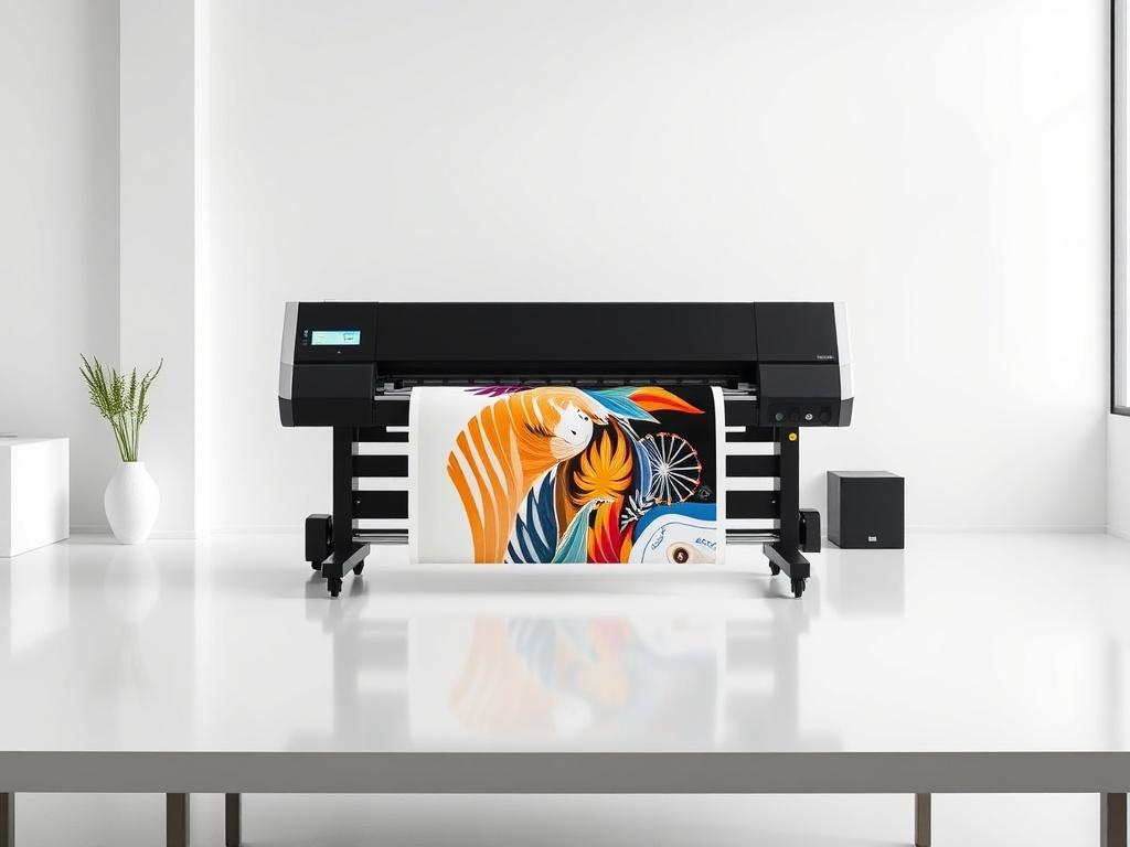 A high-resolution image of the COLORJET UV6090 Flatbed UV Printer, highlighting its dual Epson i3200 heads. The printer should be shown in a clean, modern workspace, with a focus on its ability to print on various rigid materials. The background should be minimalistic, showcasing the printer's advanced features.