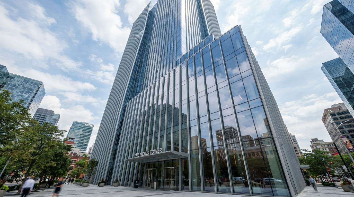 Modern commercial glass curtain wall system