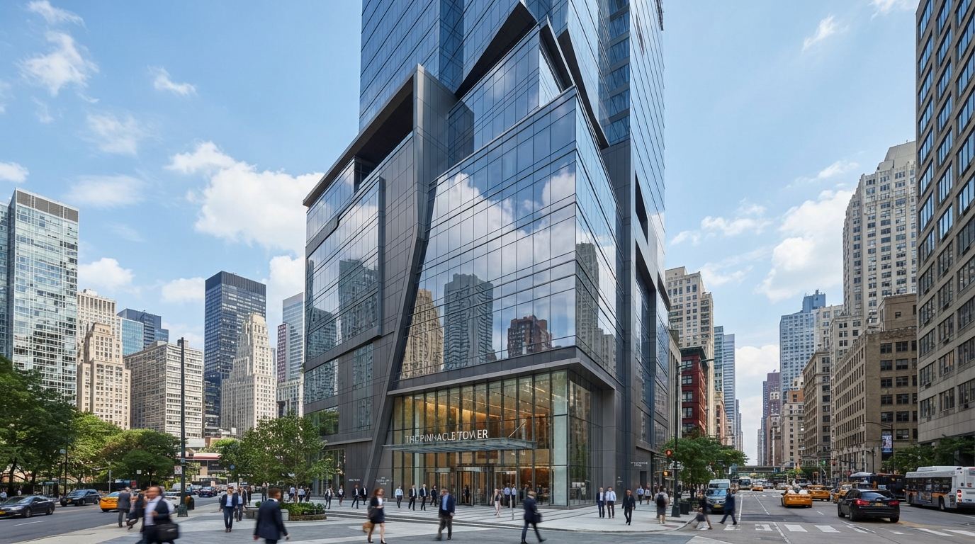 Modern commercial glass building exterior