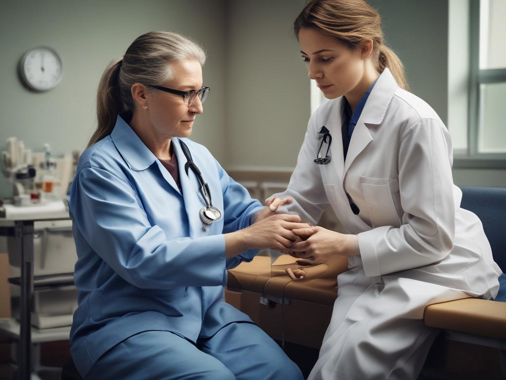Close up of a healthcare professional teaching a patient about