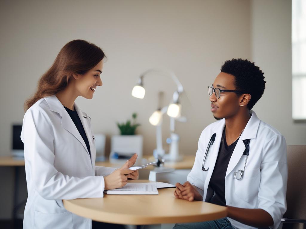 A healthcare professional discussing insurance options with a patient in