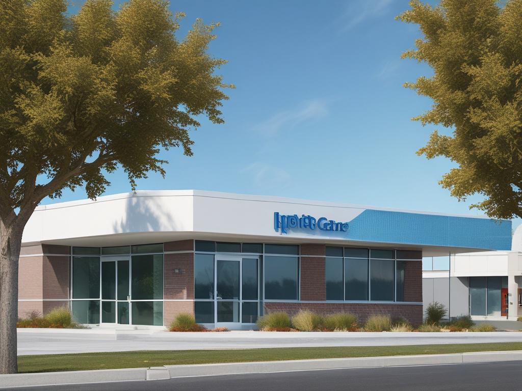 A modern clinic exterior with signage for Peri Wound Care,