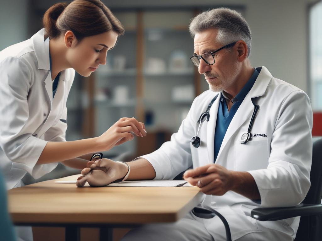 A healthcare professional teaching a patient about wound care techniques,