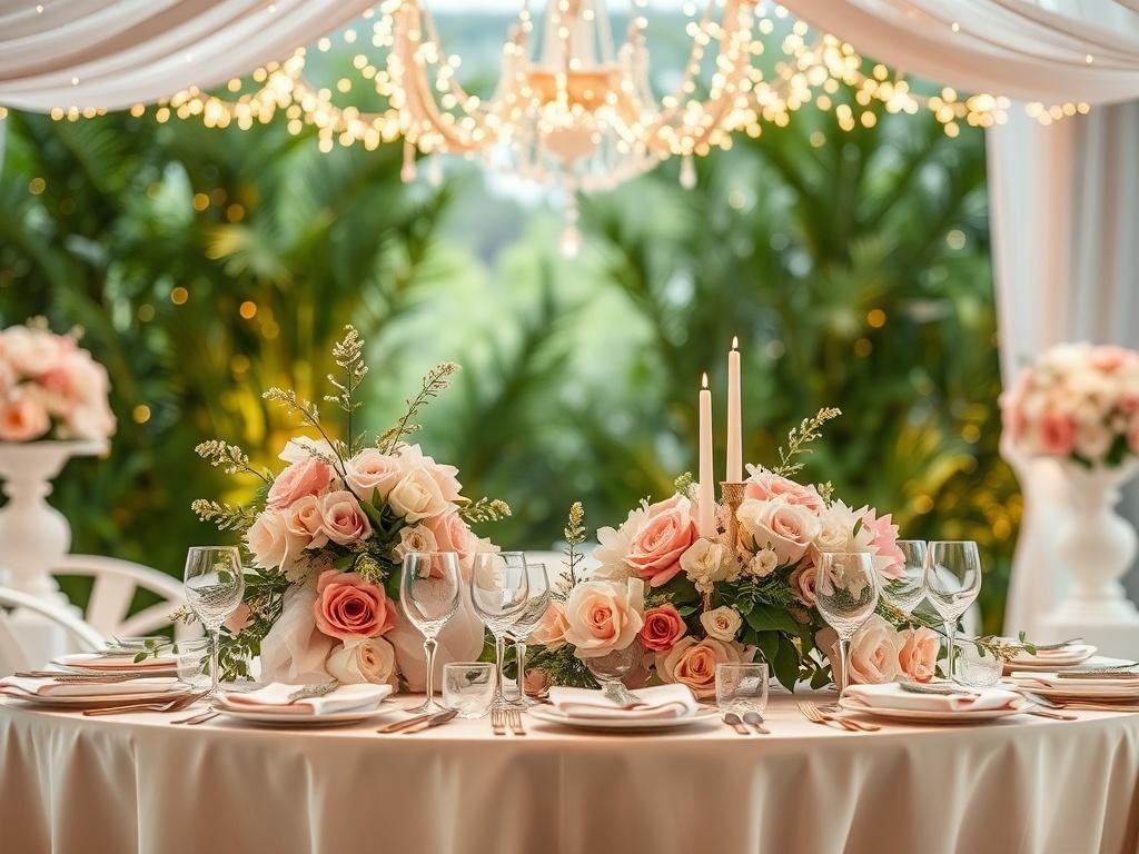 An elegant event setup showcasing a beautifully styled table adorned