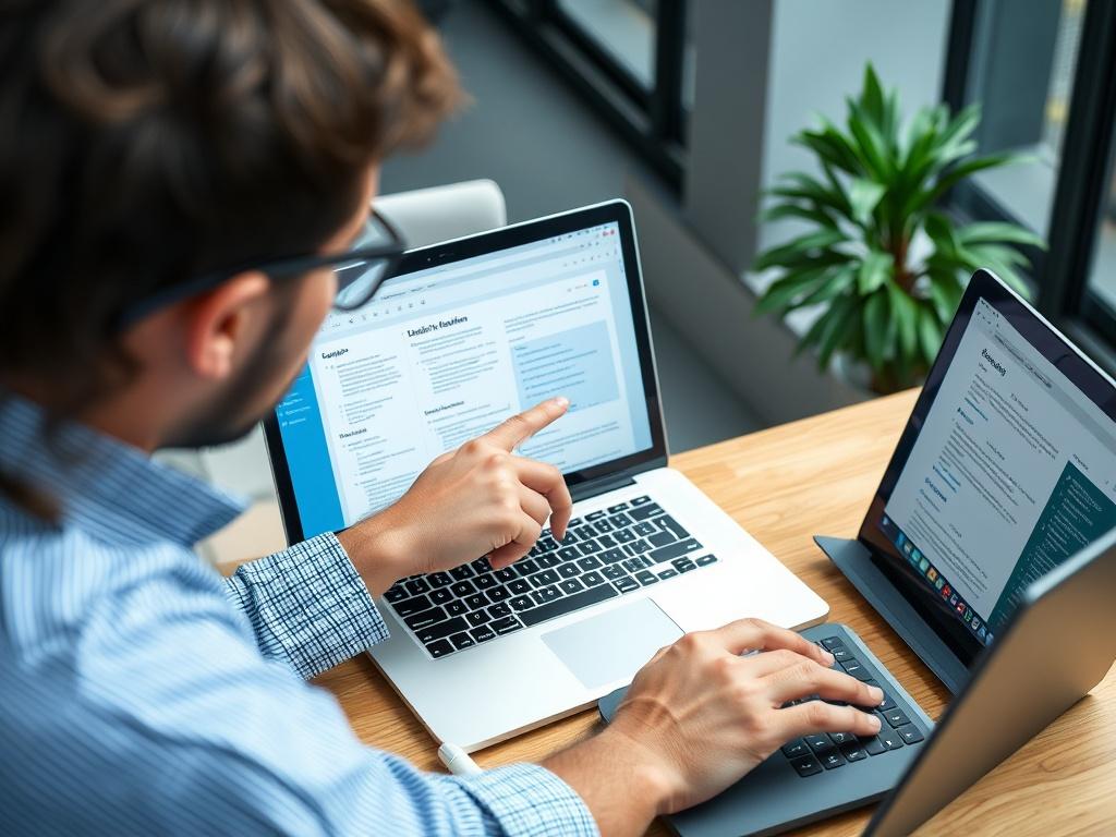 A close up shot of two professionals working together on