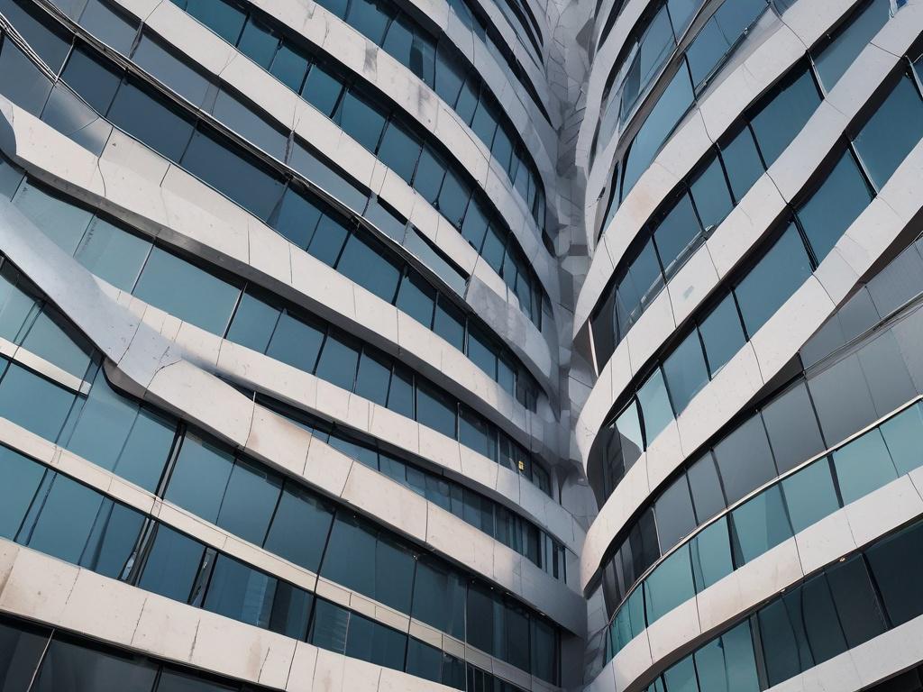 A realistic high resolution of a sleek, modern building exterior
