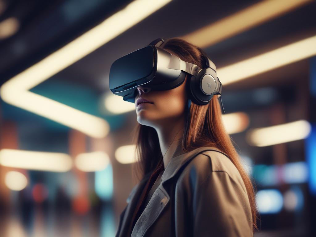 A close up shot of a person wearing a VR