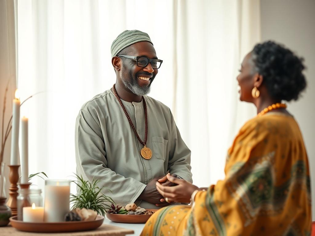 A serene healing space with a single, focused subject: Doctor