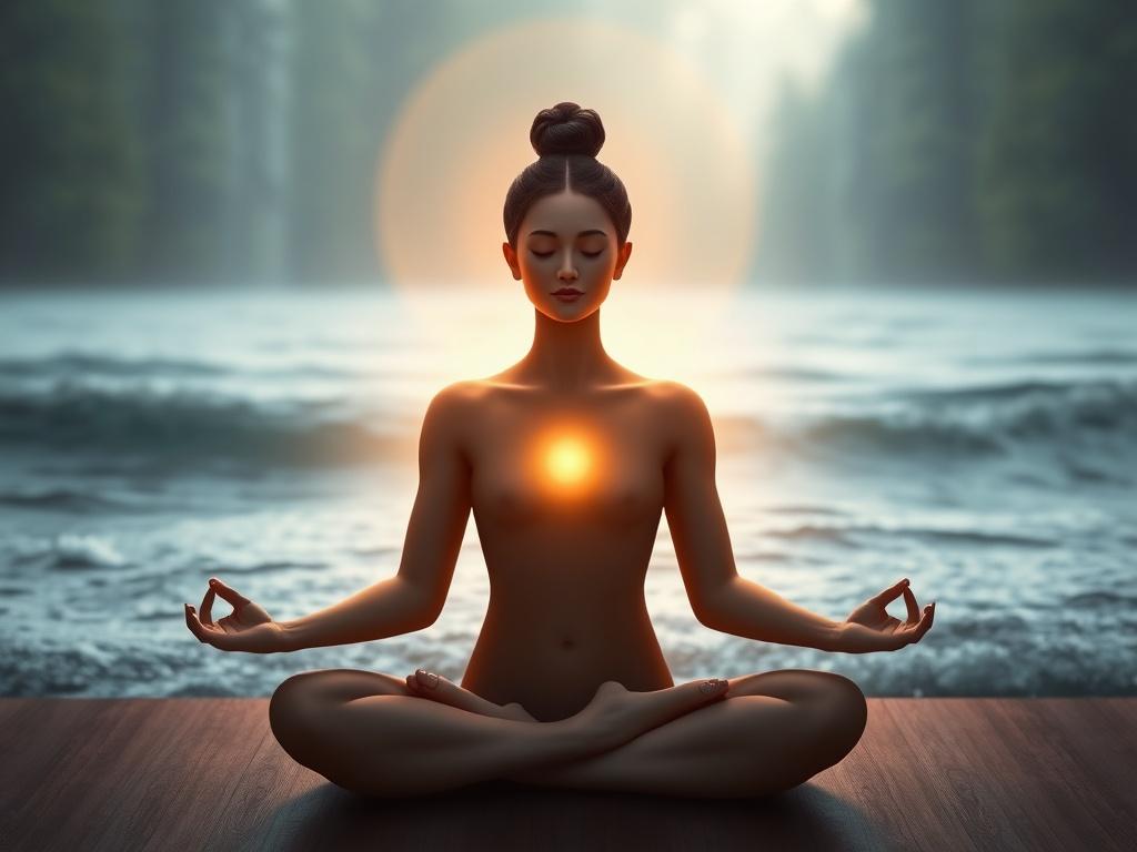 A calming image of a person meditating with a soft