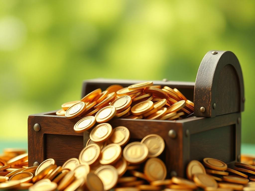 A close up of golden coins spilling out of an