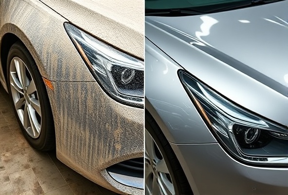 Before and after exterior detail comparison