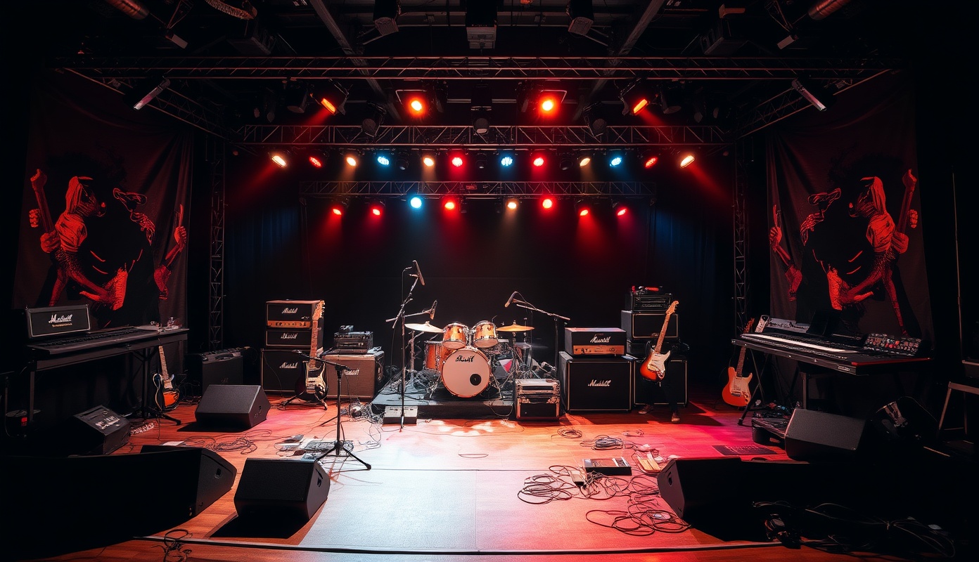 Complete Rock & Roll Stage with Full Band Setup
