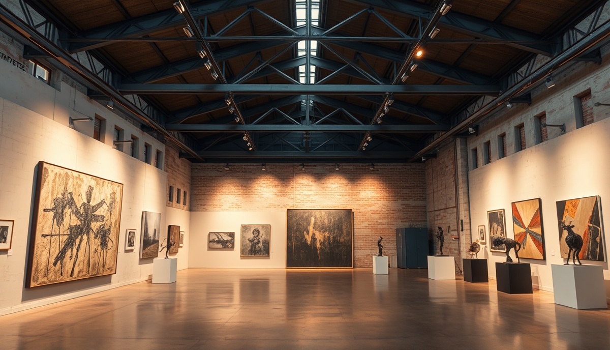 Industrial Art Gallery with Exposed Beams