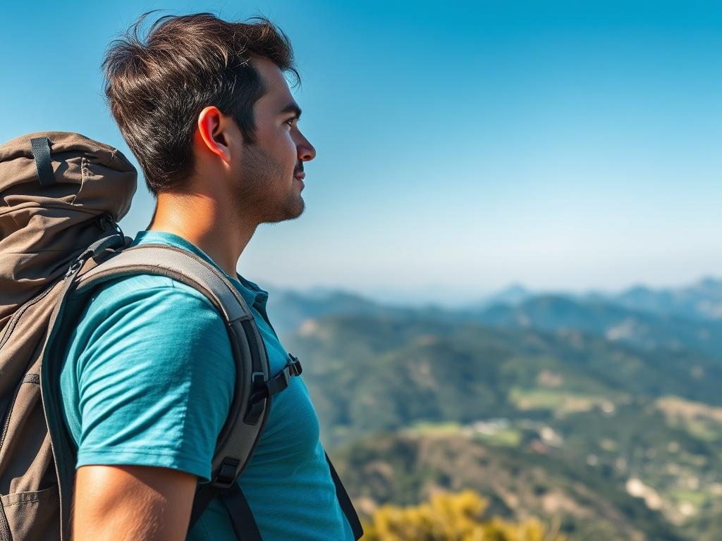 A realistic high resolution of a traveler standing on a