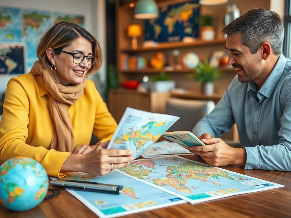 A close up shot of a travel consultant discussing a