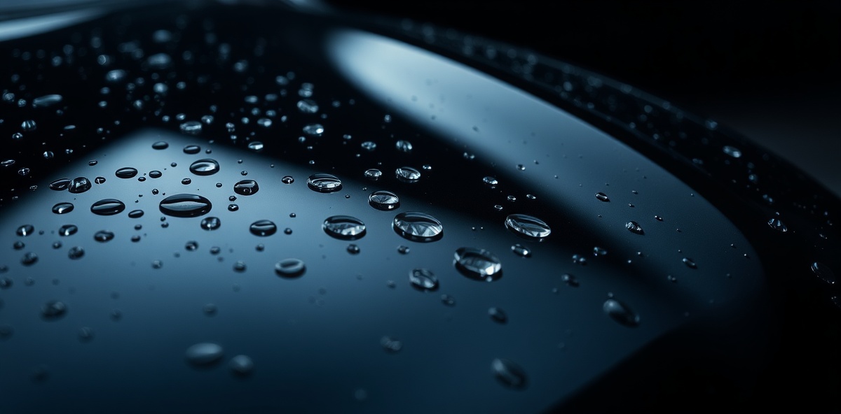 Professional car detail with water droplets