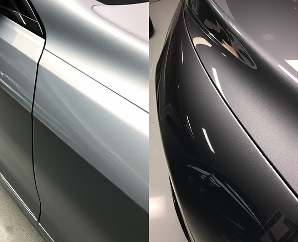 Before and after paint gloss transformation