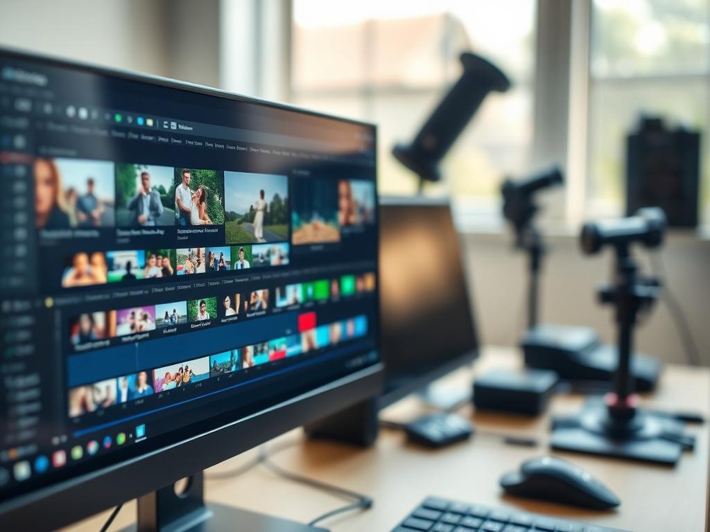 A close up shot of a video editing timeline displayed