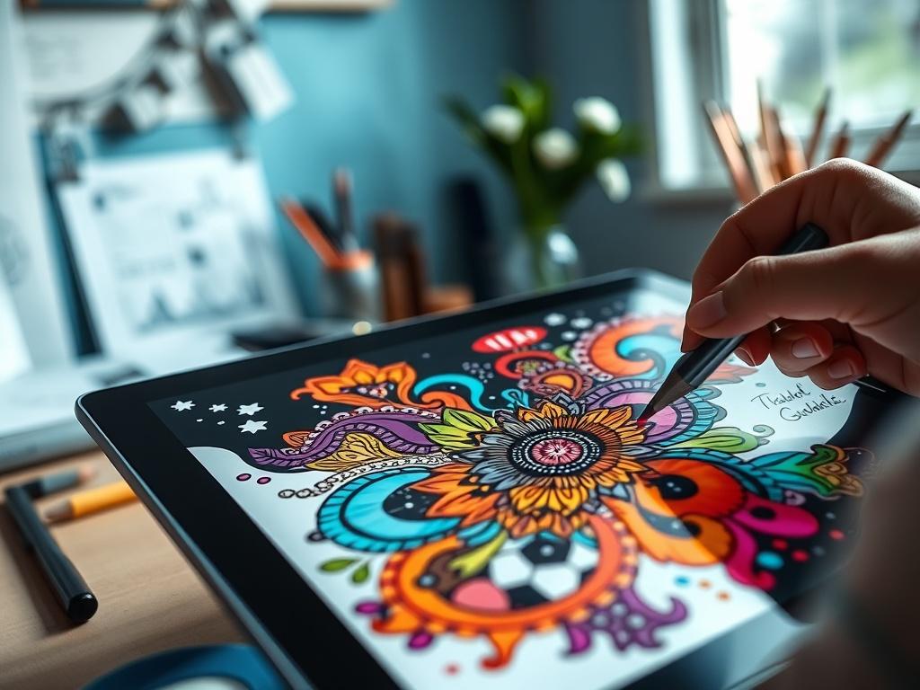 A close up shot of a digital illustration in progress