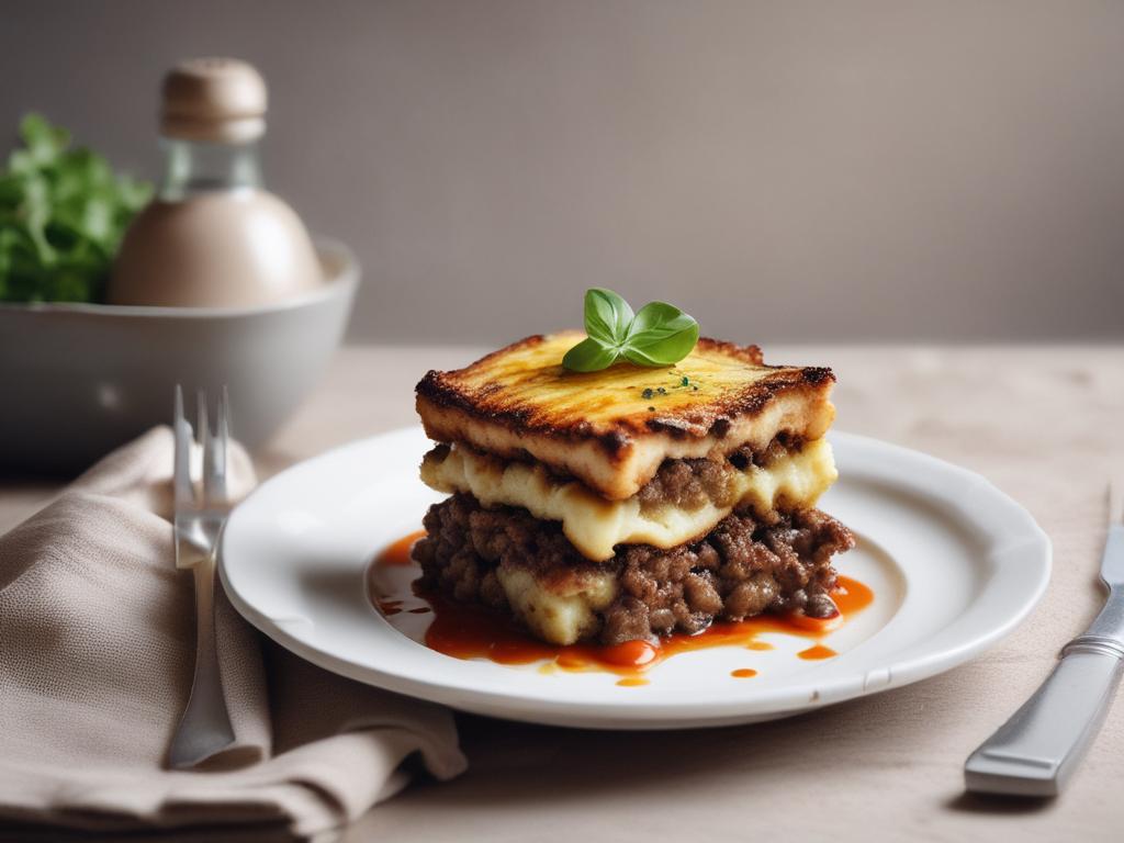 Moussaka, Greek food, eggplant, béchamel, ground beef, traditional