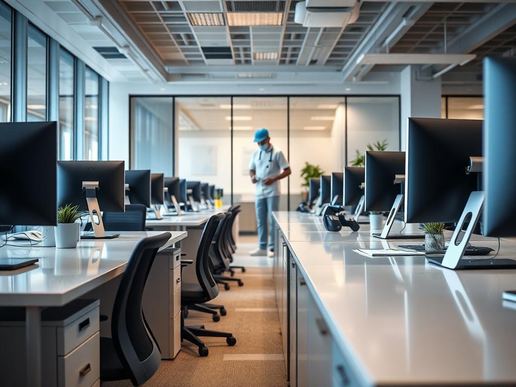 An image of a clean and organized office space after