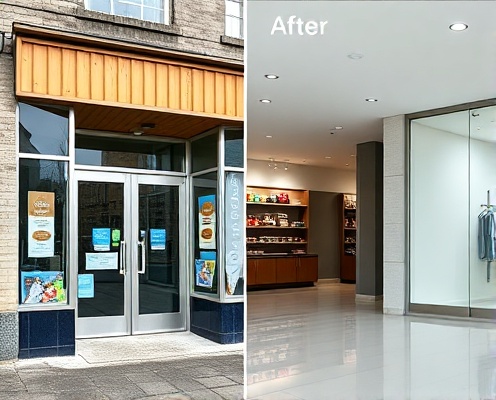 Retail space before and after