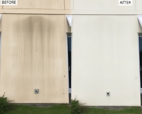 Exterior pressure washing before and after