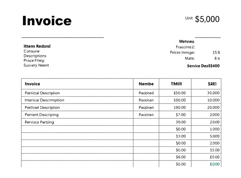 Professional itemized invoice example with structured vendor billing format