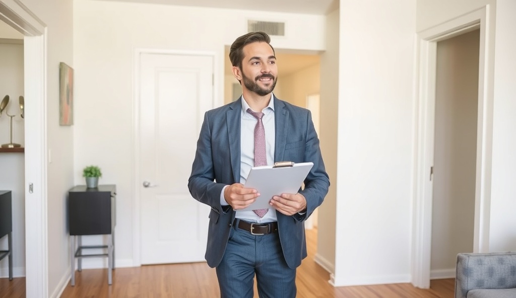 Property manager conducting professional walkthrough