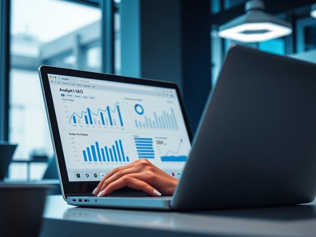 A close up of a digital marketing specialist analyzing SEO