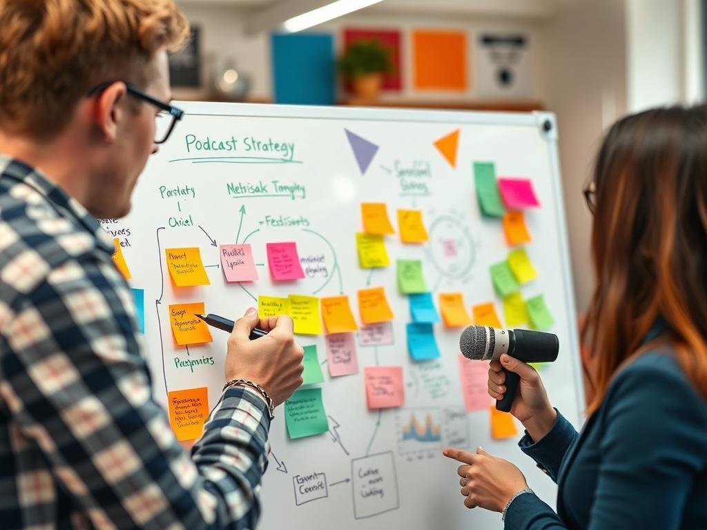 A close up shot of a professional brainstorming ideas for