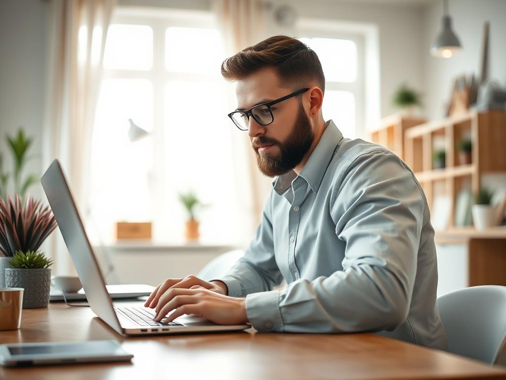 A focused close up shot of a professional web designer