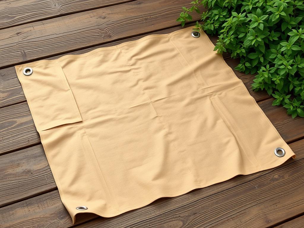 A heavy duty canvas tarp laid out flat on a