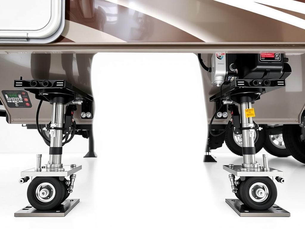 RV hydraulic and electric jacks leveling systems