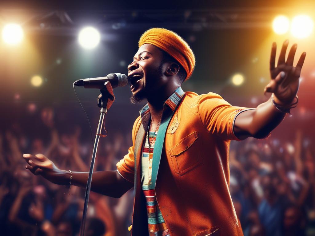 A high resolution capturing a Nigerian musician performing live on