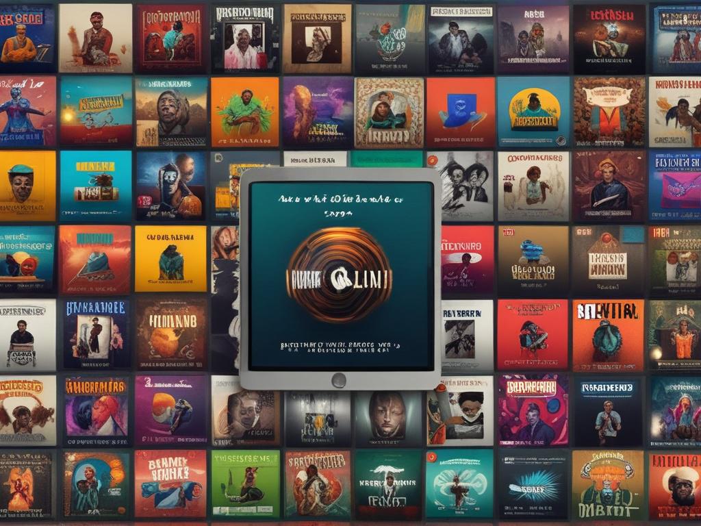 A high resolution of a vibrant music marketplace interface on