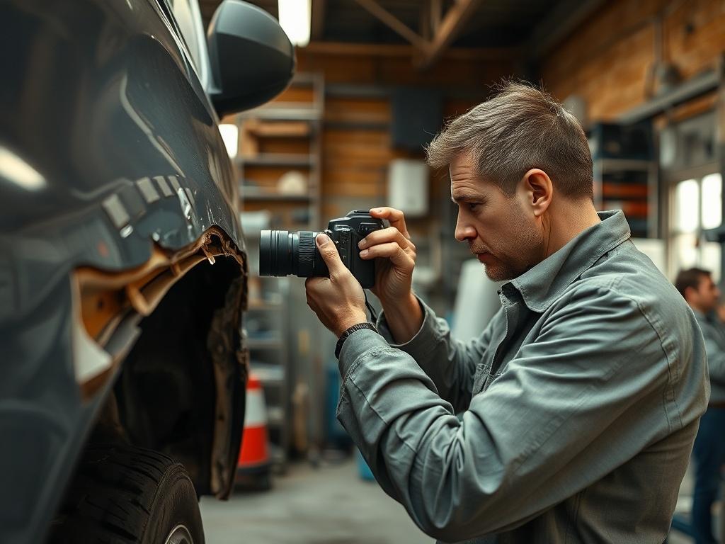 A high resolution image depicting a technician taking photos of