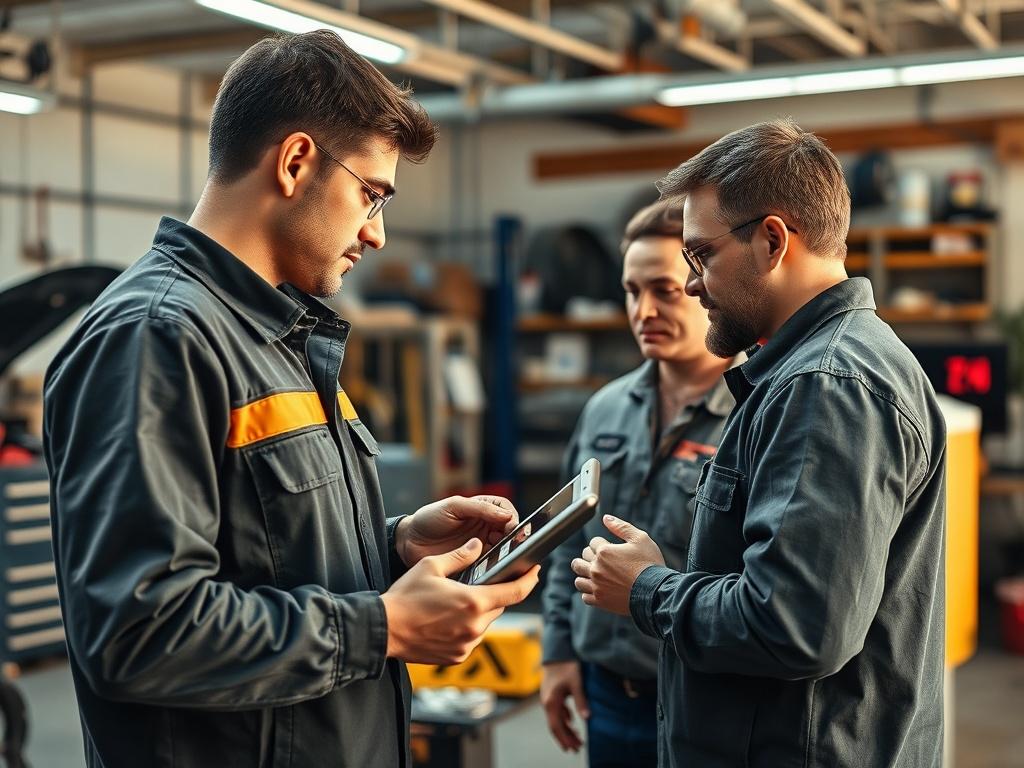 A high resolution image of a modern collision repair shop,