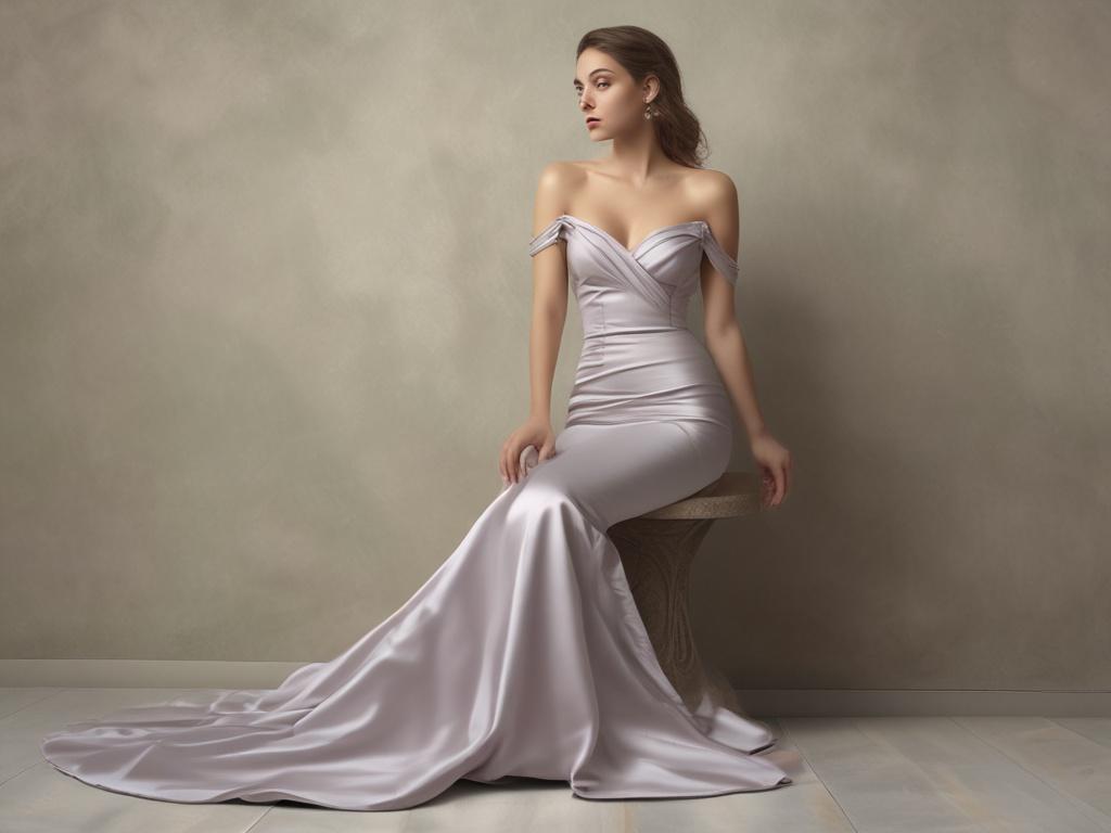 chic, mermaid, evening gown, satin, off-the-shoulder