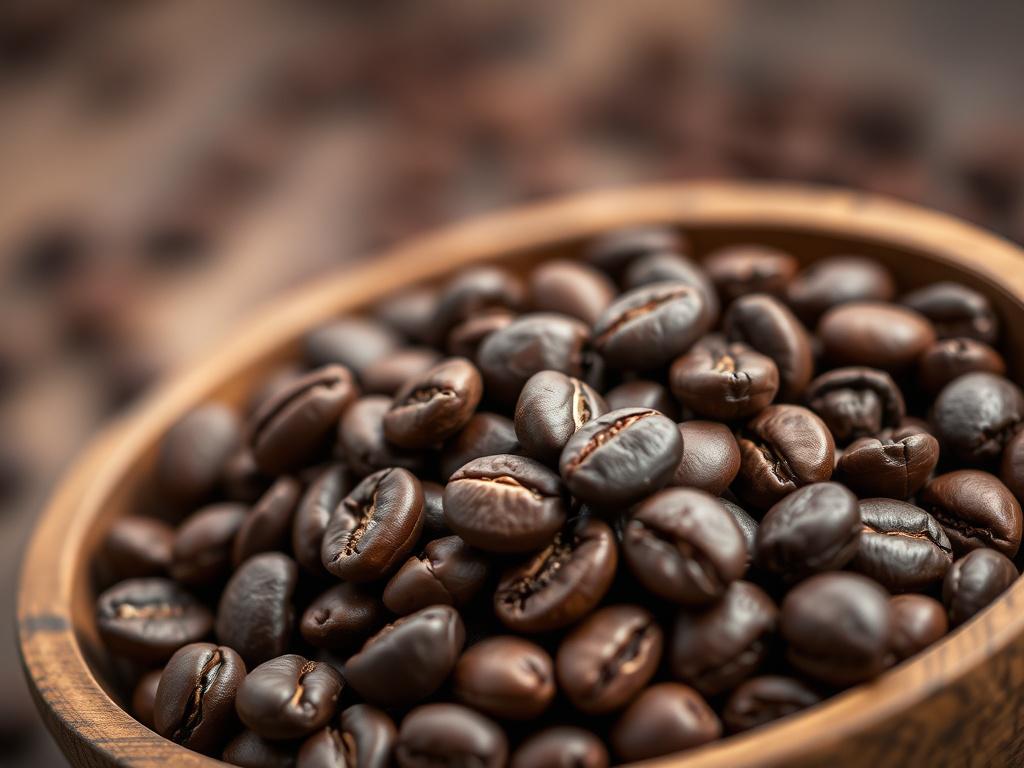 A hyper realistic close up shot of glossy organic coffee