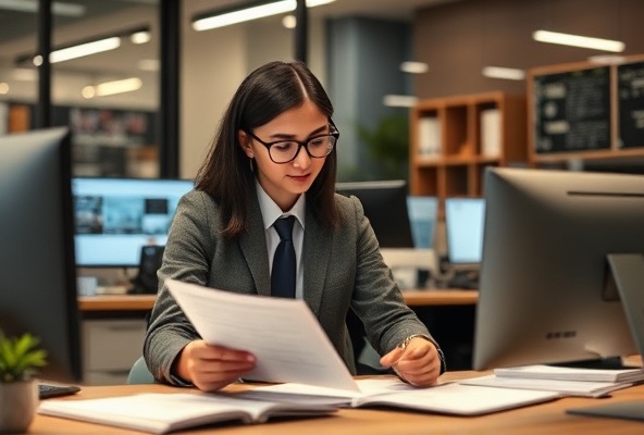 Procurement specialist reviewing documentation