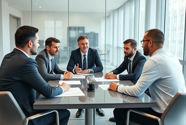 Professional procurement meeting and contract negotiation