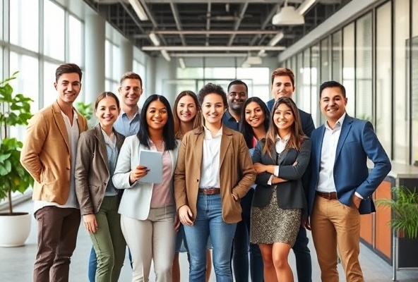 Diverse professionals in modern workplace