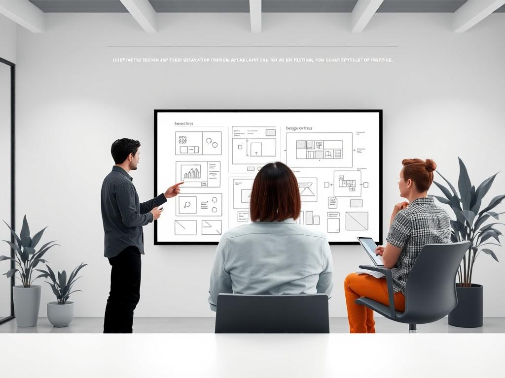 A high resolution image of a design consultation in progress,