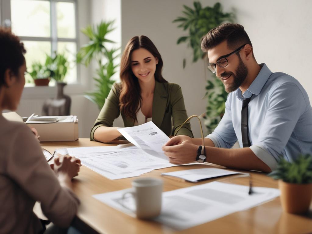 A financial consultant presenting various loan options to a couple